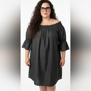 Eighty Eight Women's Off-Shoulder Black Plus Size Dress 3X